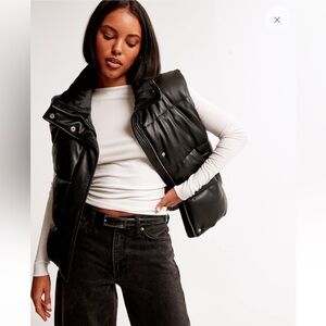 Abercrombie vegan leather puffer vest